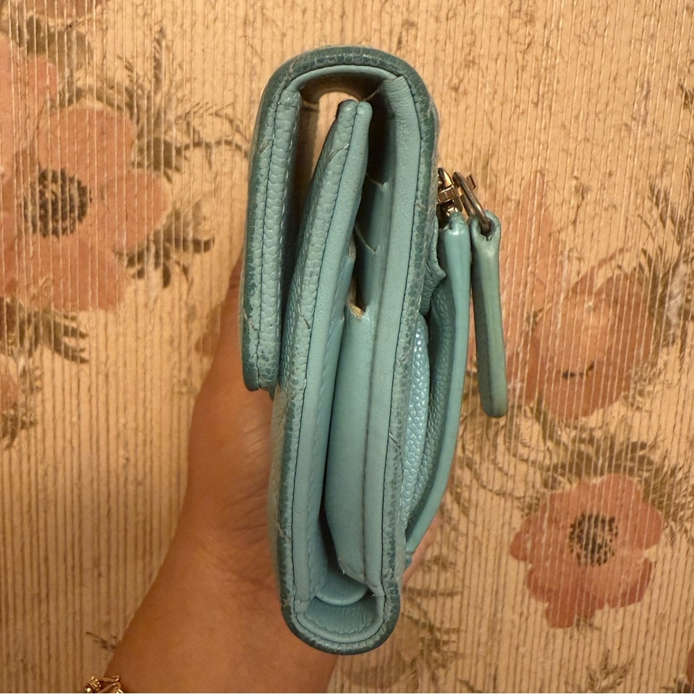 CHANEL Tiffany Blue Quilted Caviar Leather Compact Leather Wallet - Picture 6 of 17